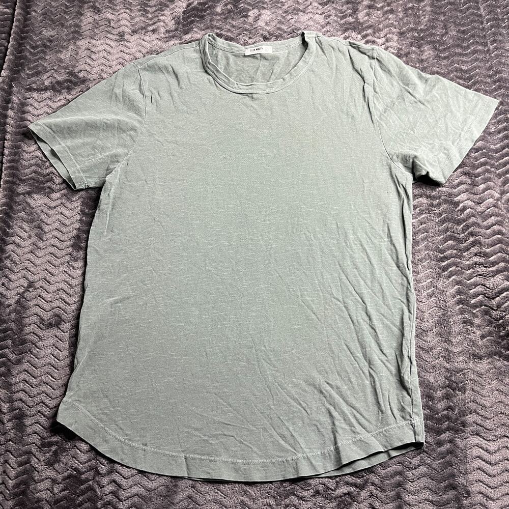 Buck Mason T-Shirt Curved Hem Slub Crewneck Tee Casual Green Men's Large
